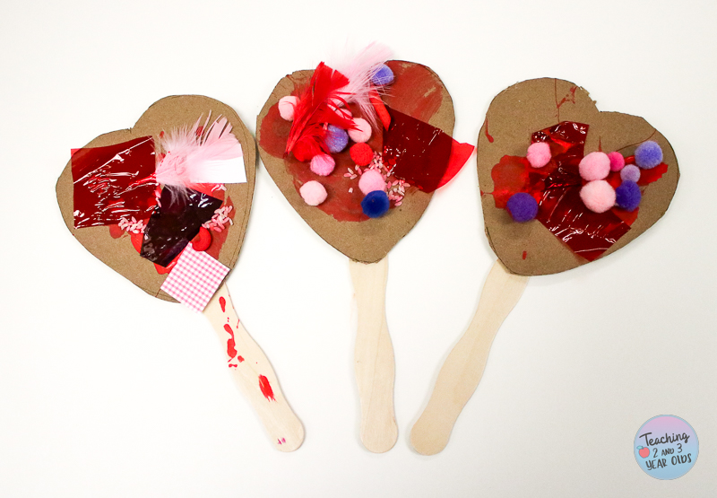 cardboard heart wands for Valentine's Day