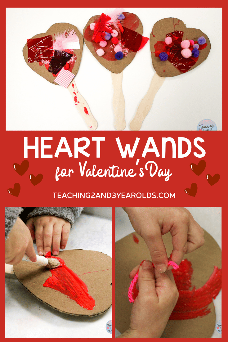 cardboard heart wands for Valentine's Day