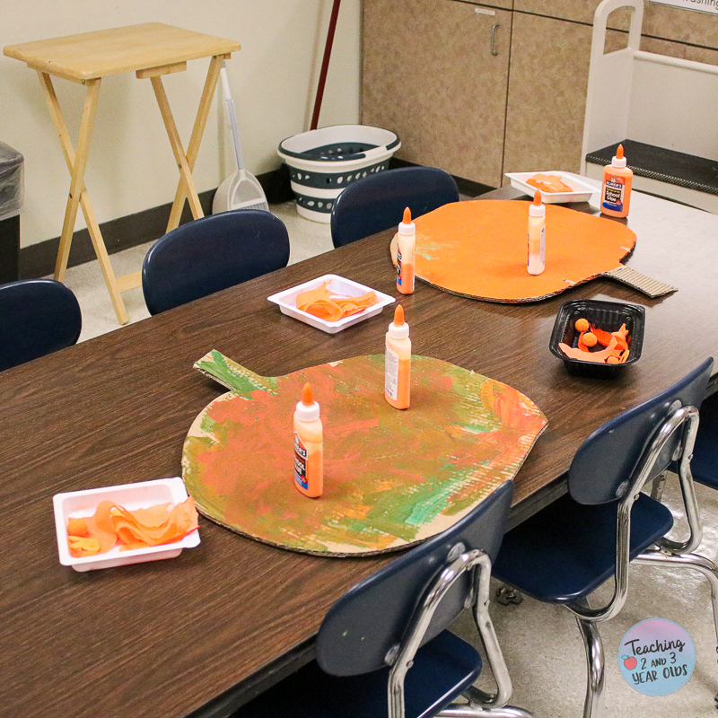 large pumpkin collage art for toddlers
