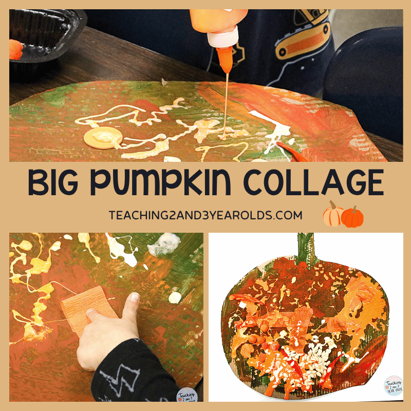 large pumpkin collage art for toddlers