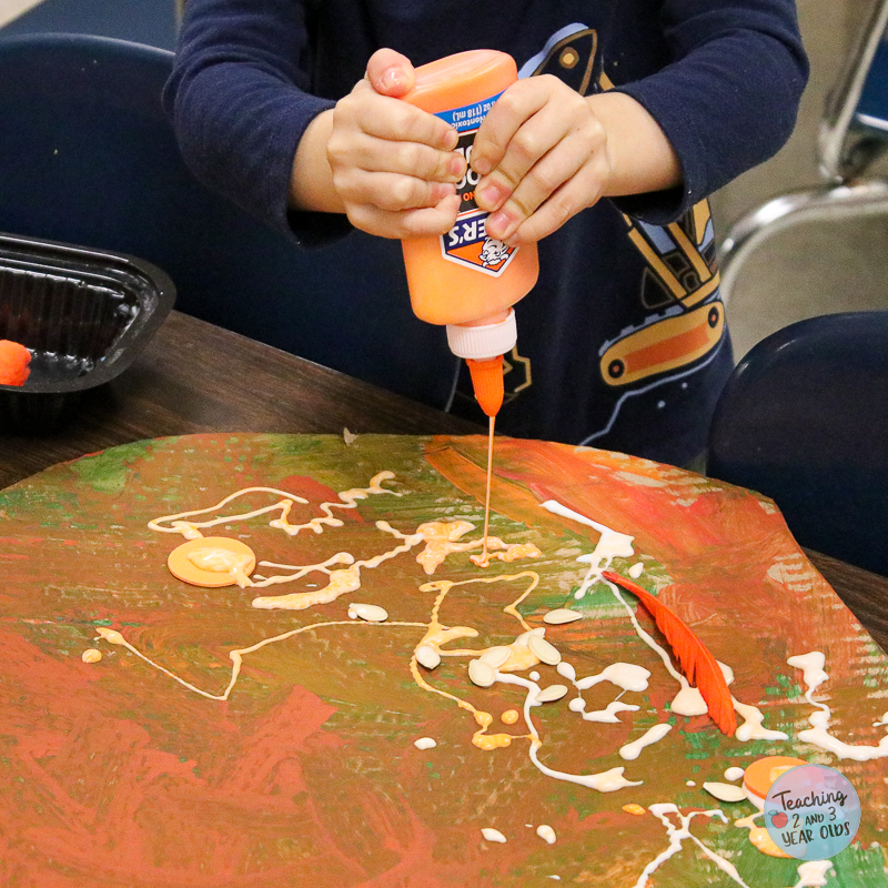 large pumpkin collage art for toddlers