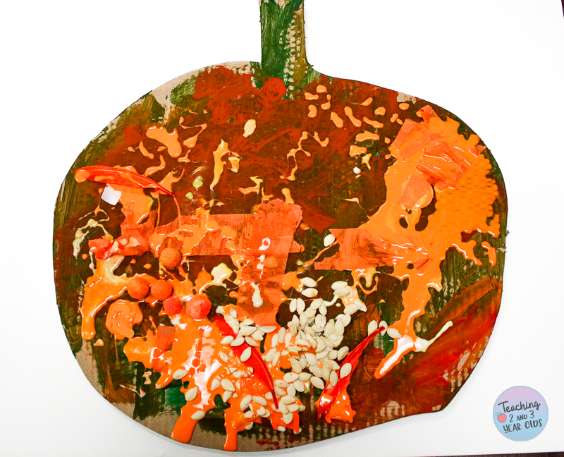 large pumpkin collage art for toddlers