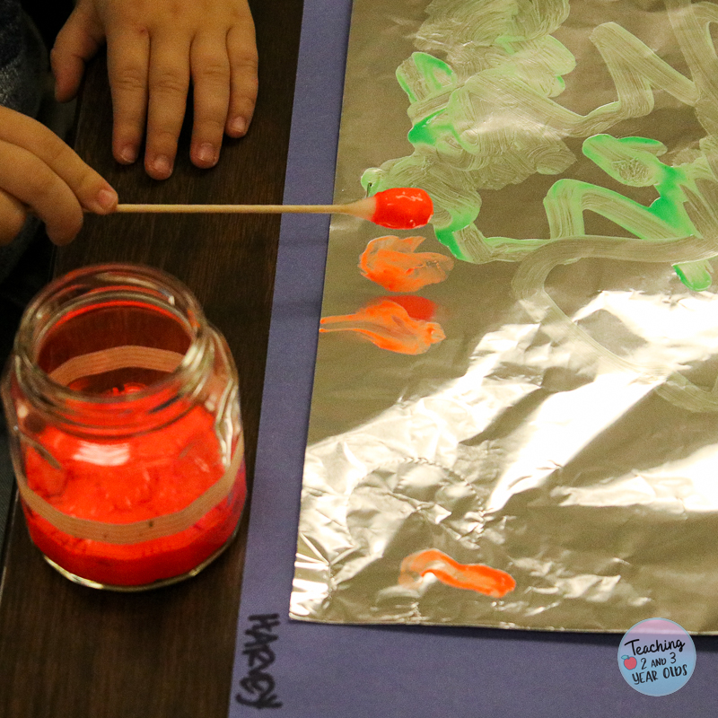 preschool painting on foil