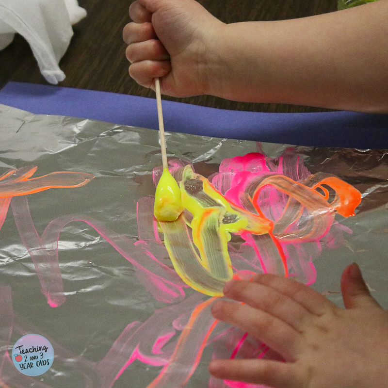 preschool painting on foil