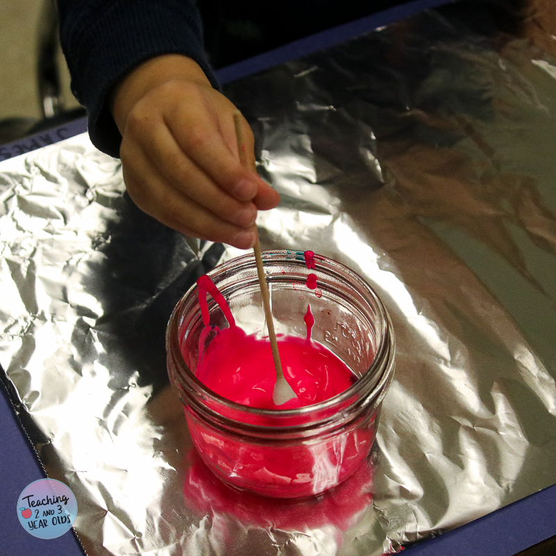 preschool painting on foil