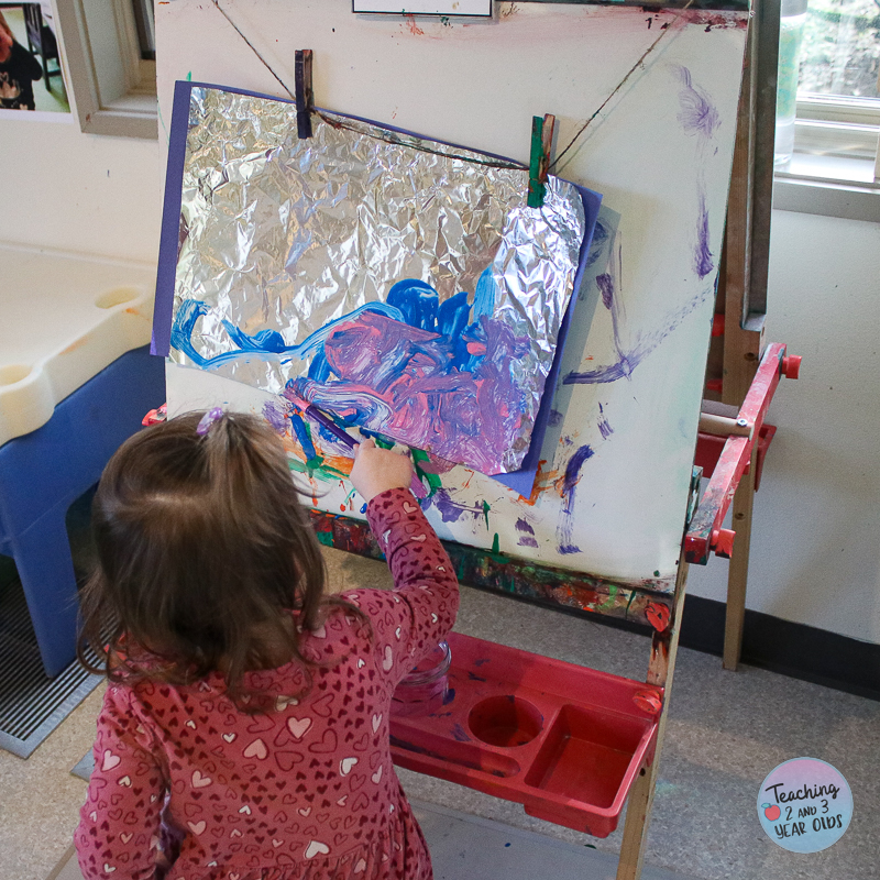 preschool painting on foil