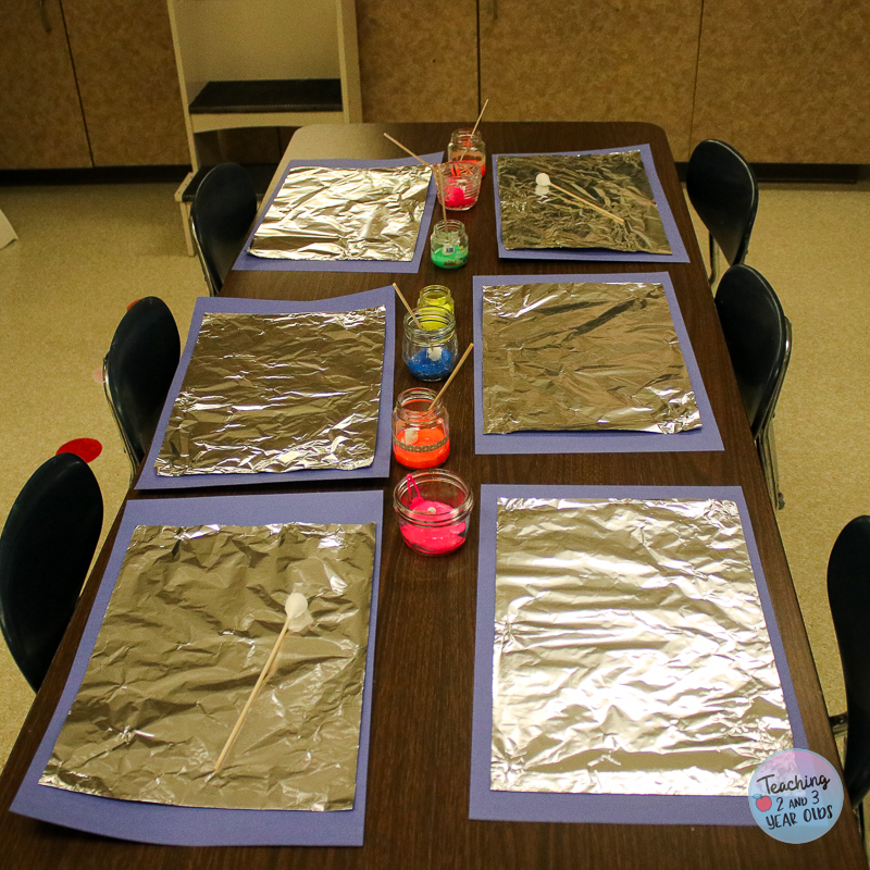 preschool painting on foil
