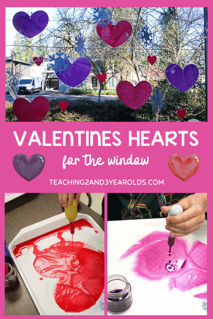 toddler Valentine's Day hearts for the window