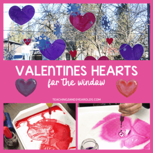 toddler Valentine's Day hearts for the window