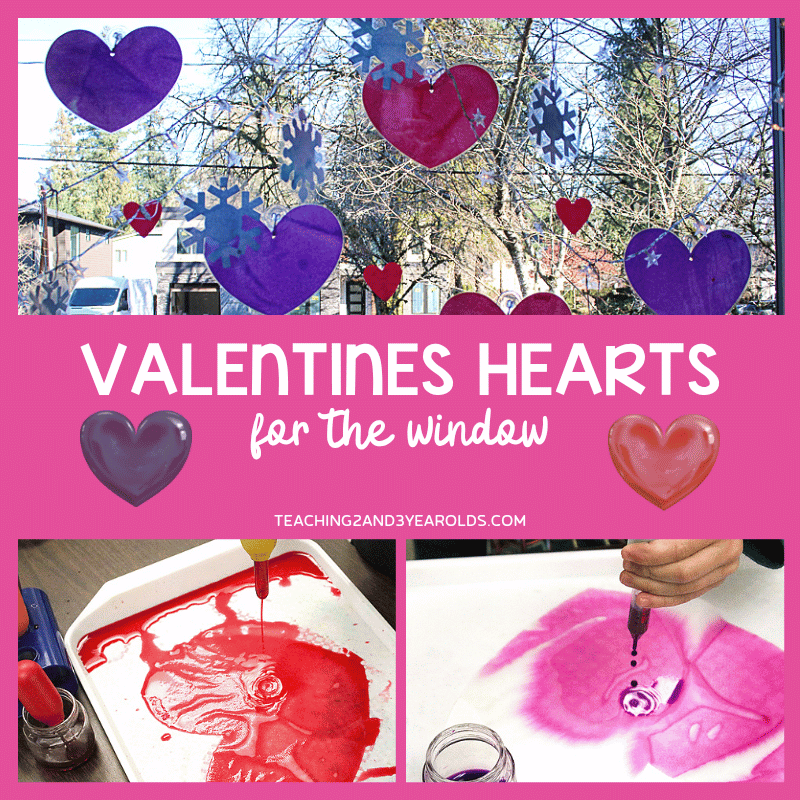 toddler Valentine's Day hearts for the window
