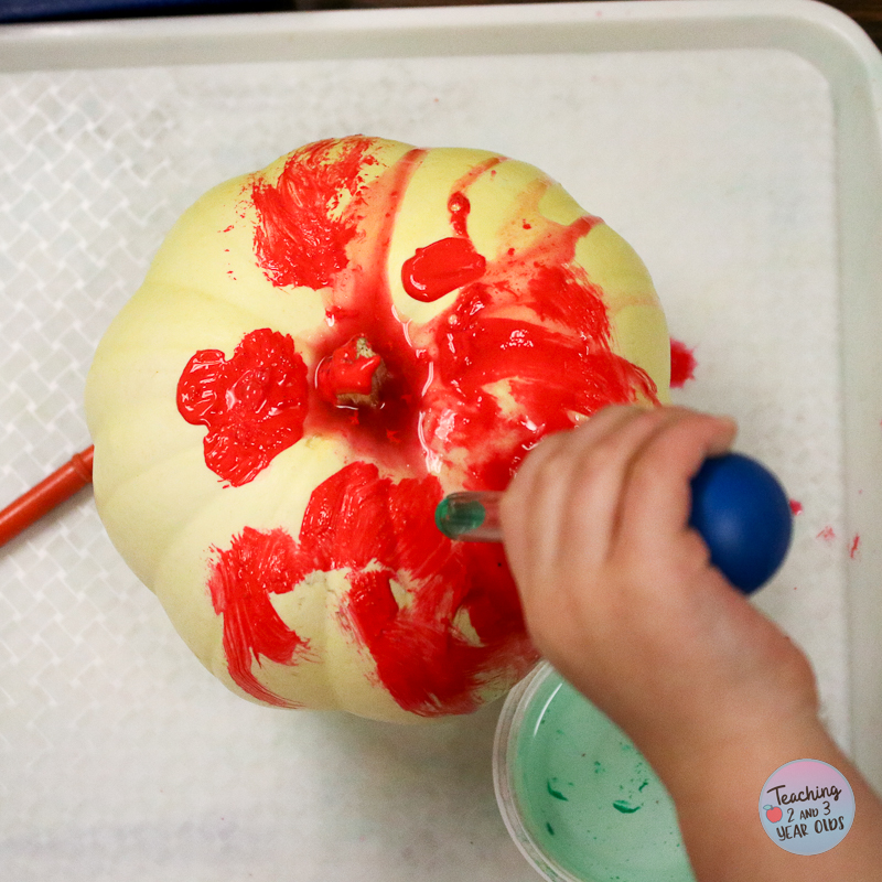 toddler pumpkin paint and wash activity