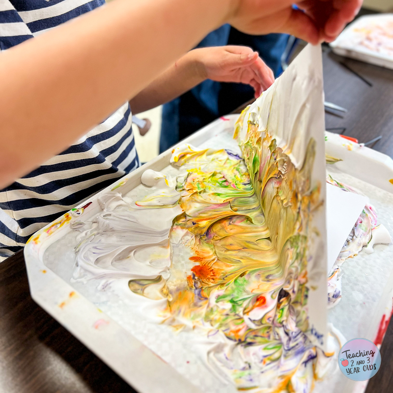 shaving cream egg prints for preschoolers