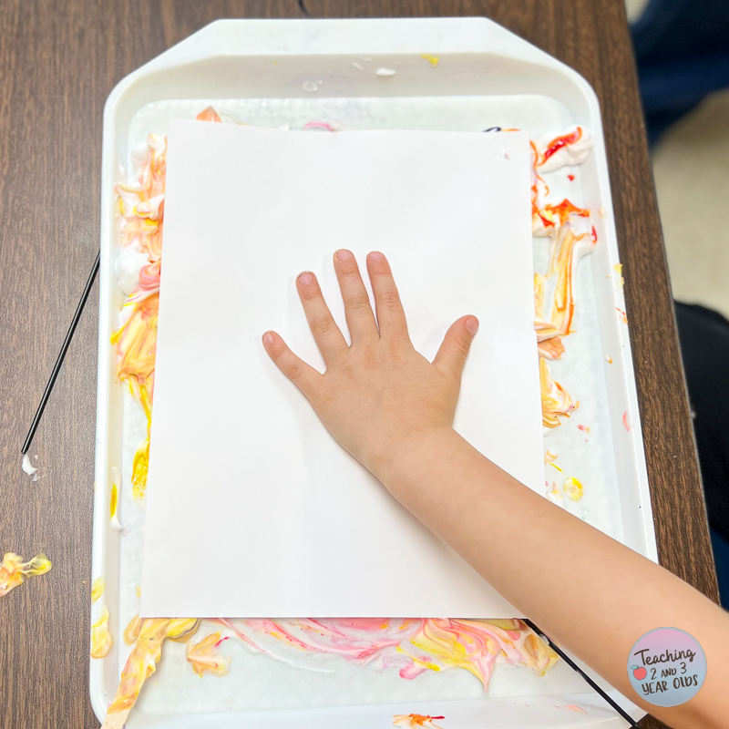 shaving cream egg prints for preschoolers