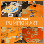 Tape Resist Pumpkin Art for Halloween