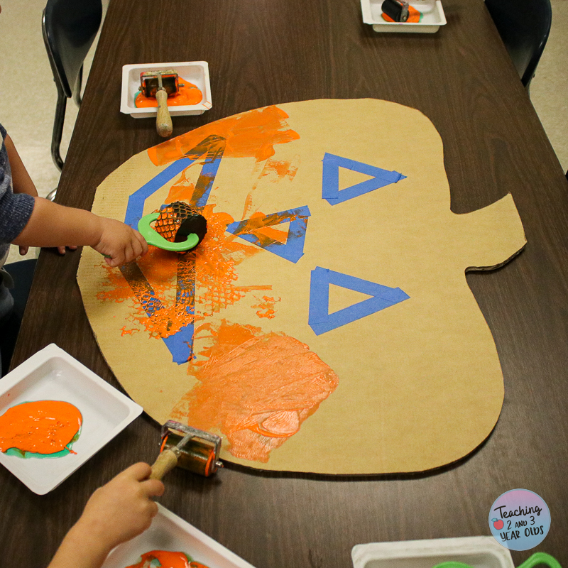 Tape Resist Pumpkin Art for Halloween