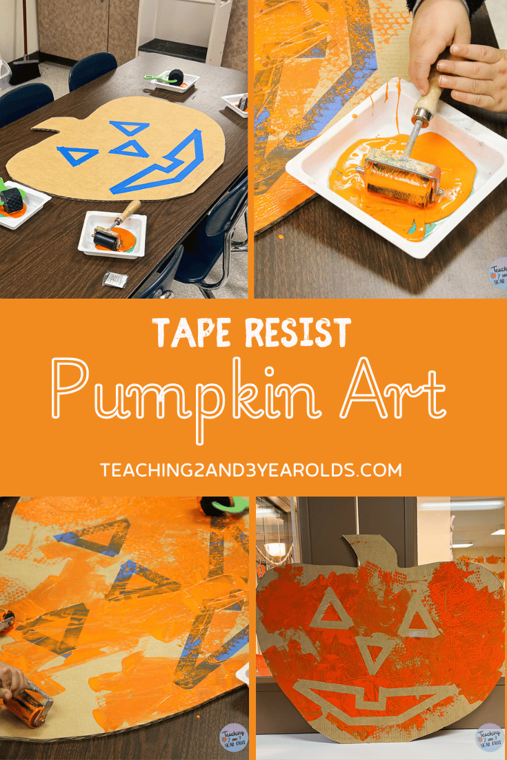 Tape Resist Pumpkin Art for Halloween