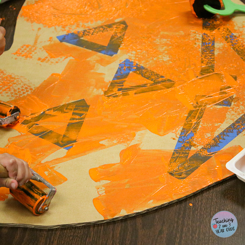 Tape Resist Pumpkin Art for Halloween