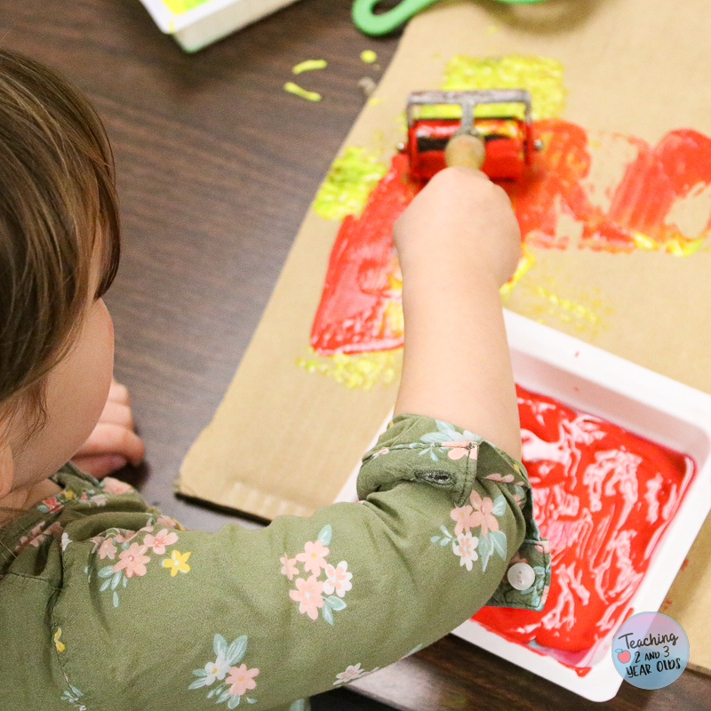 fall cardboard painting for toddlers